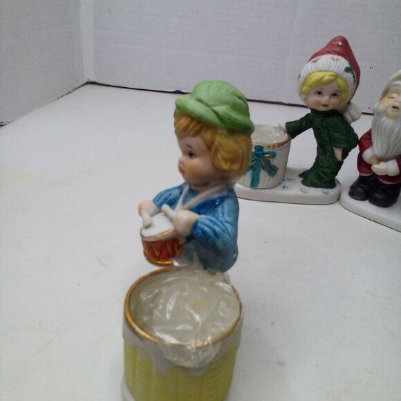 Christmas Luvkins Vintage 1978 Candle Holders Lot of 4 Santa Angel Drummer Boy - Picture 4 of 15